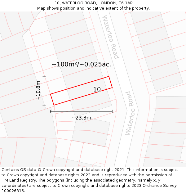 10, WATERLOO ROAD, LONDON, E6 1AP: Plot and title map