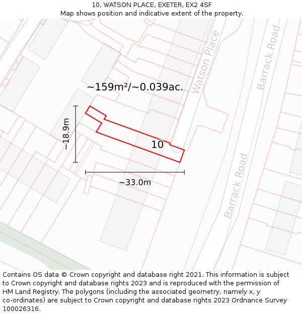 10, WATSON PLACE, EXETER, EX2 4SF: Plot and title map