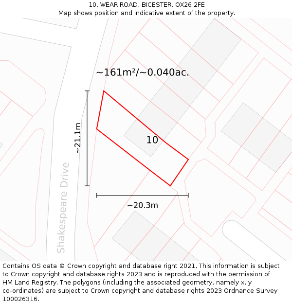 10, WEAR ROAD, BICESTER, OX26 2FE: Plot and title map