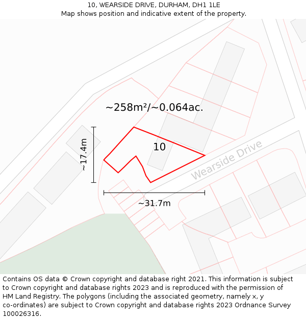 10, WEARSIDE DRIVE, DURHAM, DH1 1LE: Plot and title map
