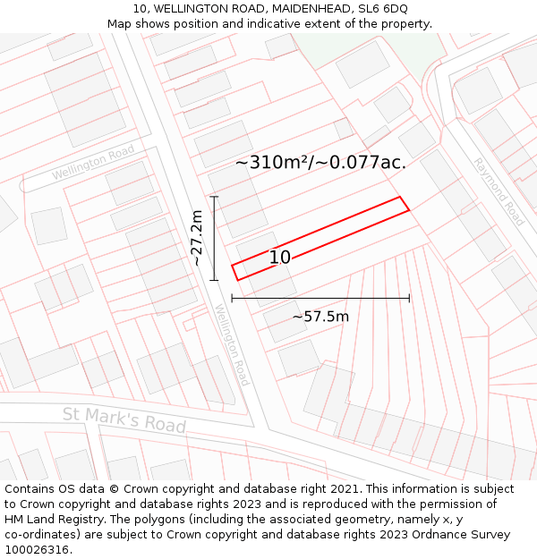 10, WELLINGTON ROAD, MAIDENHEAD, SL6 6DQ: Plot and title map