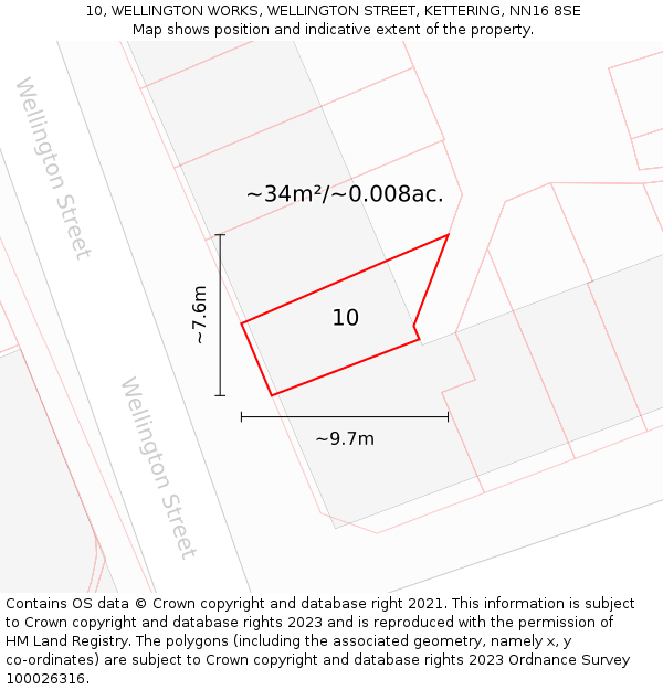 10, WELLINGTON WORKS, WELLINGTON STREET, KETTERING, NN16 8SE: Plot and title map