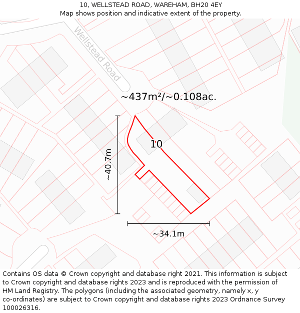10, WELLSTEAD ROAD, WAREHAM, BH20 4EY: Plot and title map