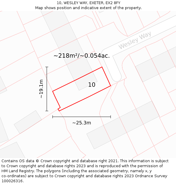 10, WESLEY WAY, EXETER, EX2 8FY: Plot and title map