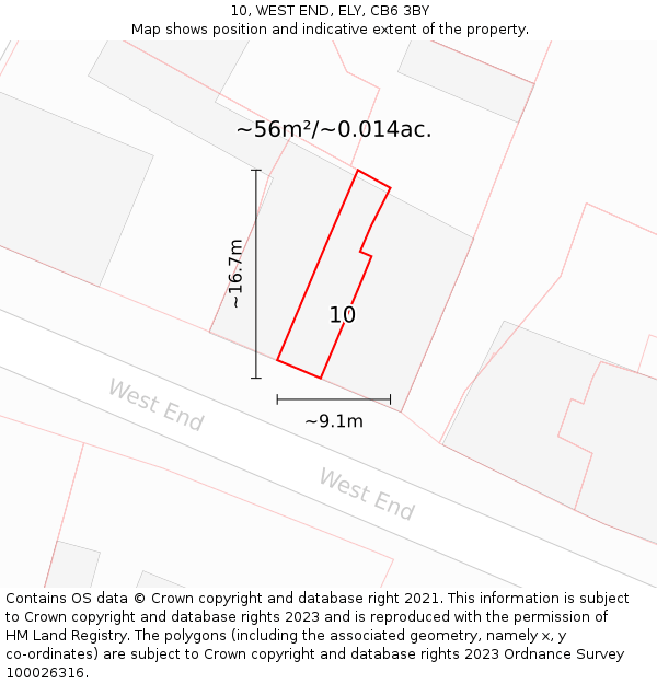 10, WEST END, ELY, CB6 3BY: Plot and title map
