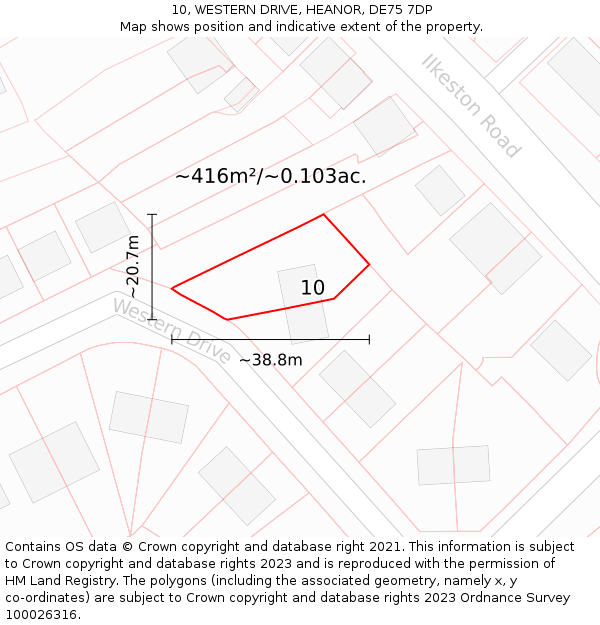 10, WESTERN DRIVE, HEANOR, DE75 7DP: Plot and title map
