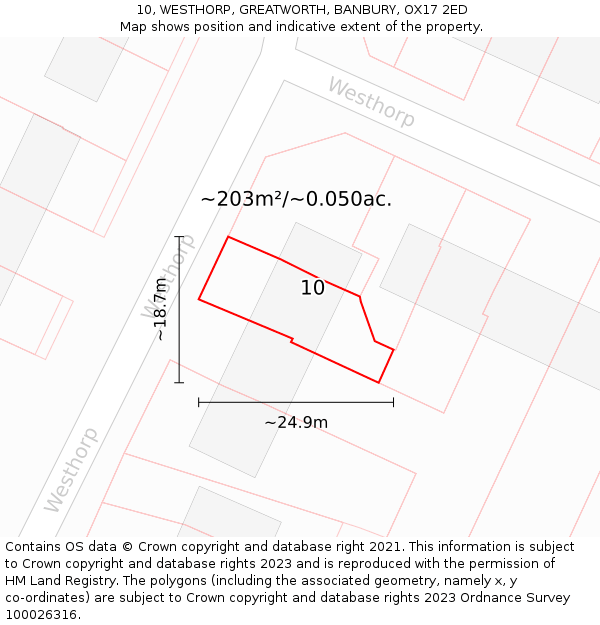 10, WESTHORP, GREATWORTH, BANBURY, OX17 2ED: Plot and title map