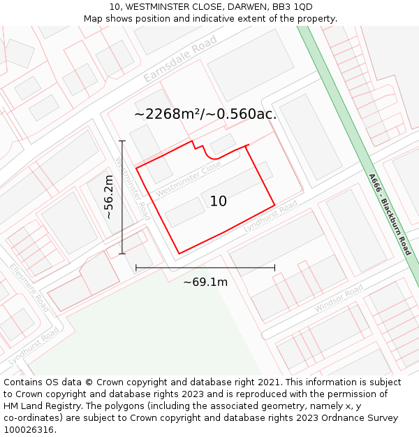 10, WESTMINSTER CLOSE, DARWEN, BB3 1QD: Plot and title map