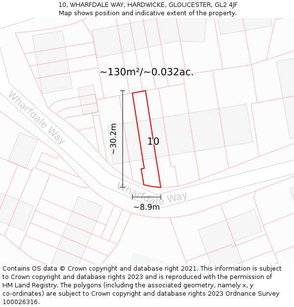 10, WHARFDALE WAY, HARDWICKE, GLOUCESTER, GL2 4JF: Plot and title map