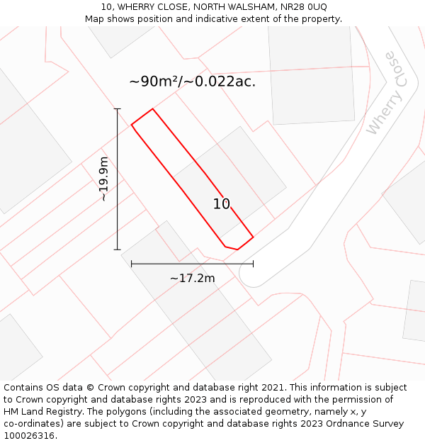 10, WHERRY CLOSE, NORTH WALSHAM, NR28 0UQ: Plot and title map