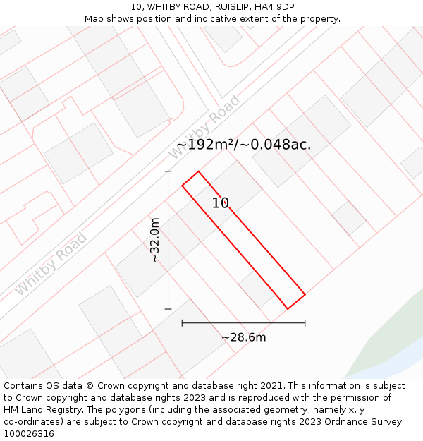 10, WHITBY ROAD, RUISLIP, HA4 9DP: Plot and title map