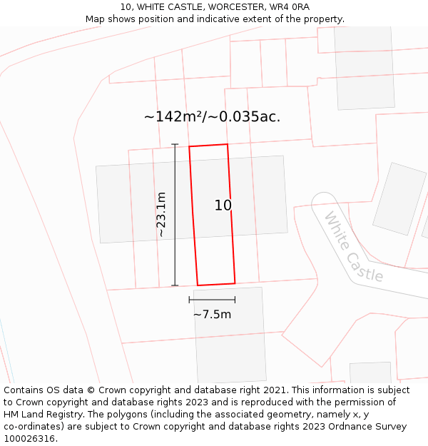 10, WHITE CASTLE, WORCESTER, WR4 0RA: Plot and title map