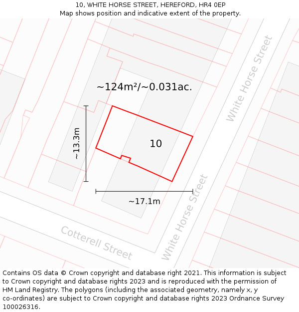 10, WHITE HORSE STREET, HEREFORD, HR4 0EP: Plot and title map