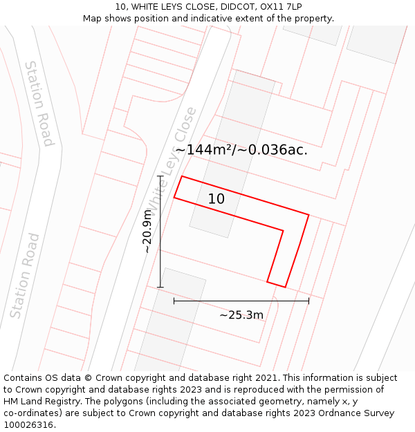 10, WHITE LEYS CLOSE, DIDCOT, OX11 7LP: Plot and title map