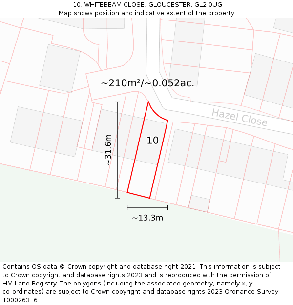 10, WHITEBEAM CLOSE, GLOUCESTER, GL2 0UG: Plot and title map