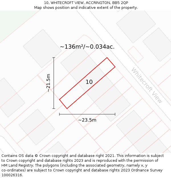 10, WHITECROFT VIEW, ACCRINGTON, BB5 2QP: Plot and title map