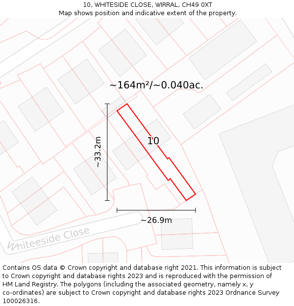 10, WHITESIDE CLOSE, WIRRAL, CH49 0XT: Plot and title map