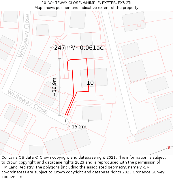 10, WHITEWAY CLOSE, WHIMPLE, EXETER, EX5 2TL: Plot and title map