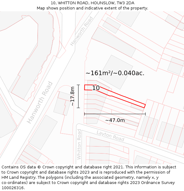 10, WHITTON ROAD, HOUNSLOW, TW3 2DA: Plot and title map