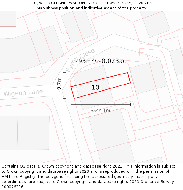 10, WIGEON LANE, WALTON CARDIFF, TEWKESBURY, GL20 7RS: Plot and title map