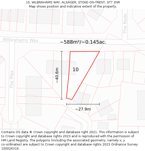 10, WILBRAHAMS WAY, ALSAGER, STOKE-ON-TRENT, ST7 2NR: Plot and title map