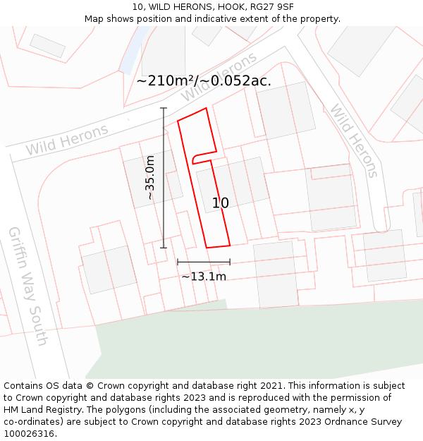 10, WILD HERONS, HOOK, RG27 9SF: Plot and title map