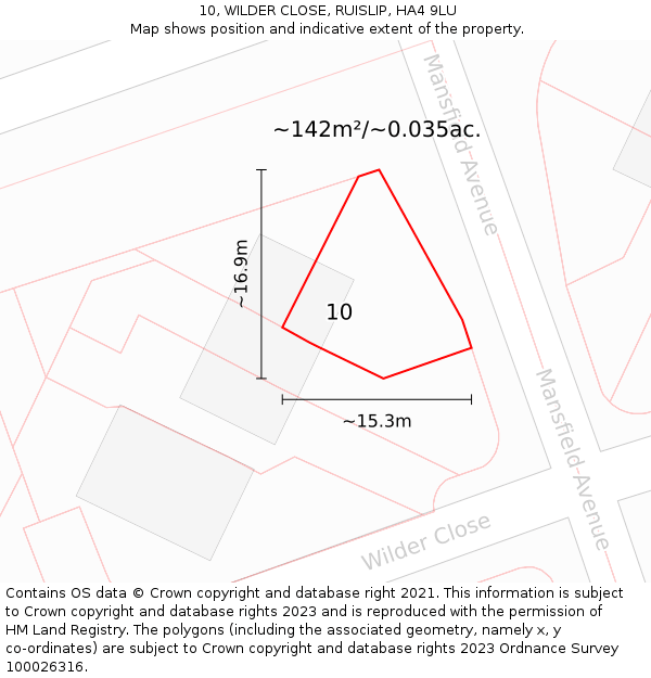 10, WILDER CLOSE, RUISLIP, HA4 9LU: Plot and title map