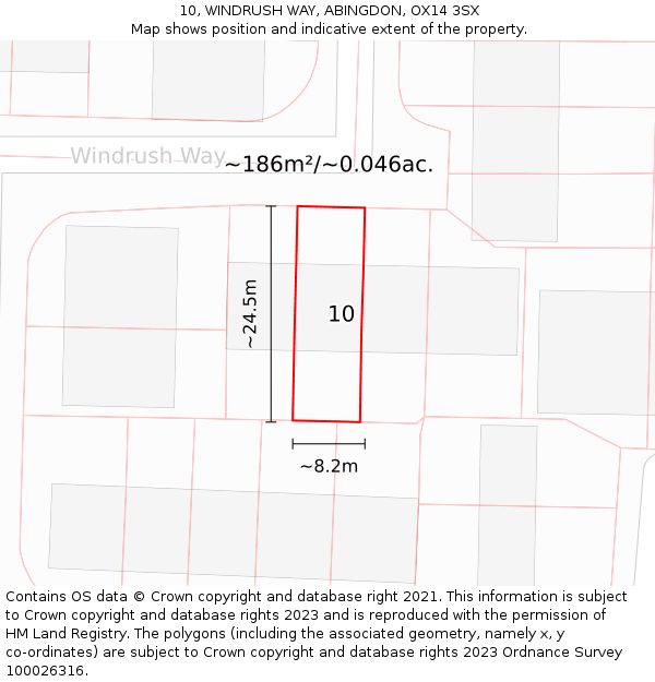 10, WINDRUSH WAY, ABINGDON, OX14 3SX: Plot and title map
