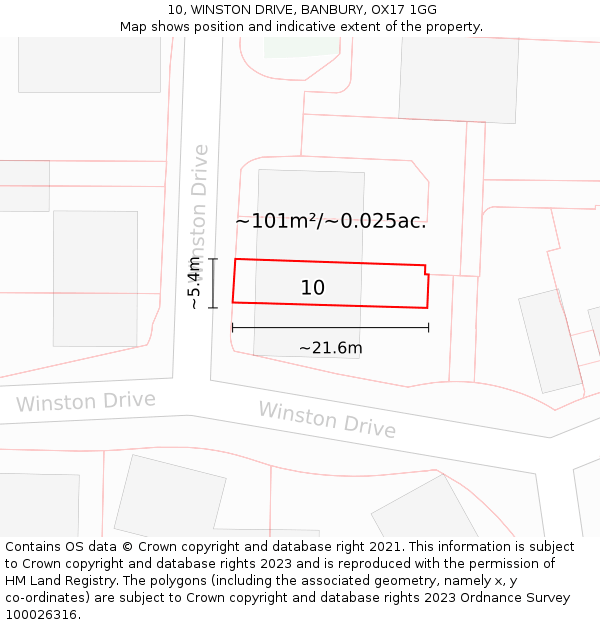 10, WINSTON DRIVE, BANBURY, OX17 1GG: Plot and title map