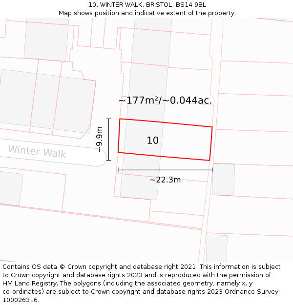 10, WINTER WALK, BRISTOL, BS14 9BL: Plot and title map