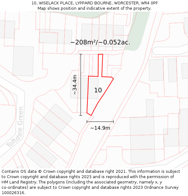 10, WISELACK PLACE, LYPPARD BOURNE, WORCESTER, WR4 0PF: Plot and title map