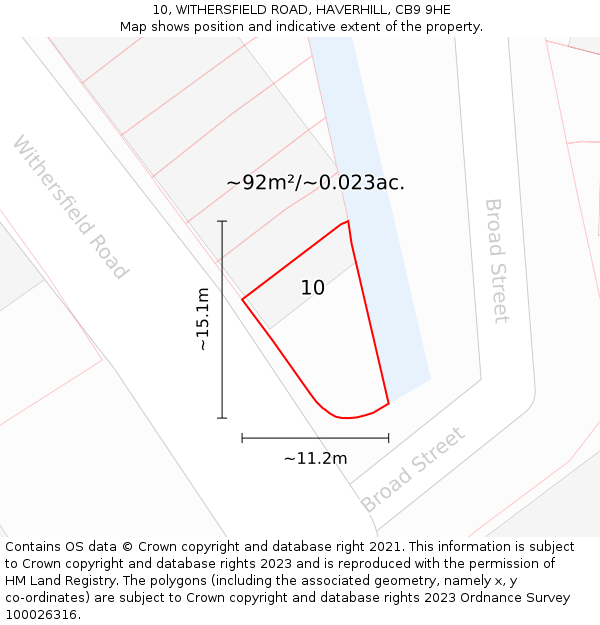 10, WITHERSFIELD ROAD, HAVERHILL, CB9 9HE: Plot and title map