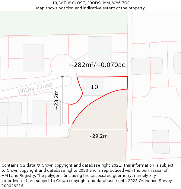 10, WITHY CLOSE, FRODSHAM, WA6 7DE: Plot and title map