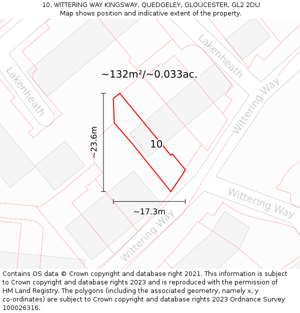 10, WITTERING WAY KINGSWAY, QUEDGELEY, GLOUCESTER, GL2 2DU: Plot and title map