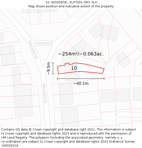 10, WOODEND, SUTTON, SM1 3LH: Plot and title map