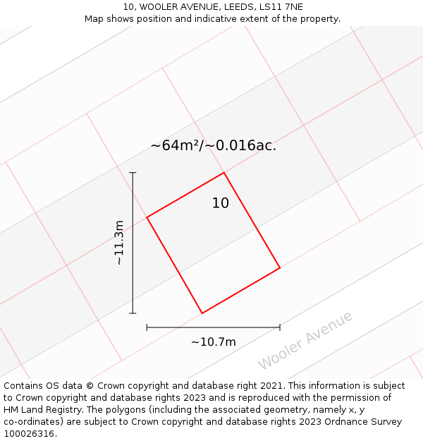 10, WOOLER AVENUE, LEEDS, LS11 7NE: Plot and title map