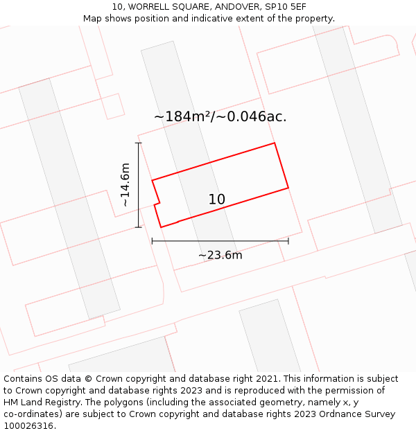 10, WORRELL SQUARE, ANDOVER, SP10 5EF: Plot and title map