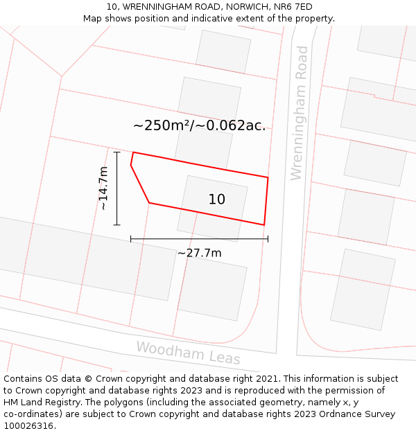10, WRENNINGHAM ROAD, NORWICH, NR6 7ED: Plot and title map
