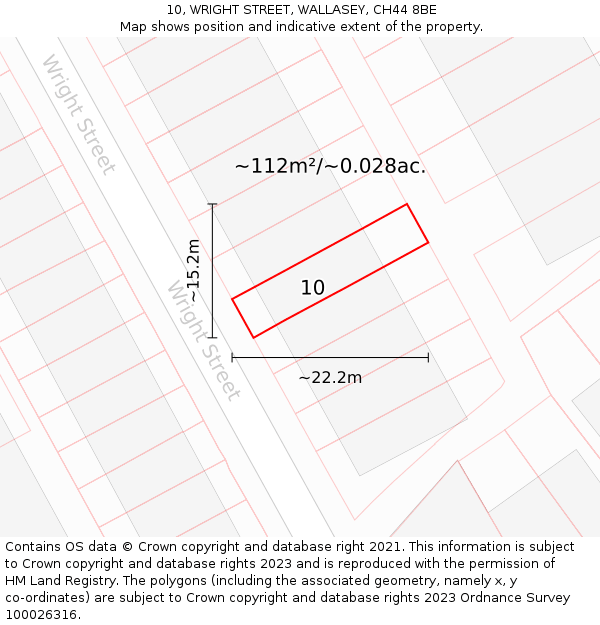 10, WRIGHT STREET, WALLASEY, CH44 8BE: Plot and title map