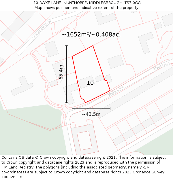 10, WYKE LANE, NUNTHORPE, MIDDLESBROUGH, TS7 0GG: Plot and title map