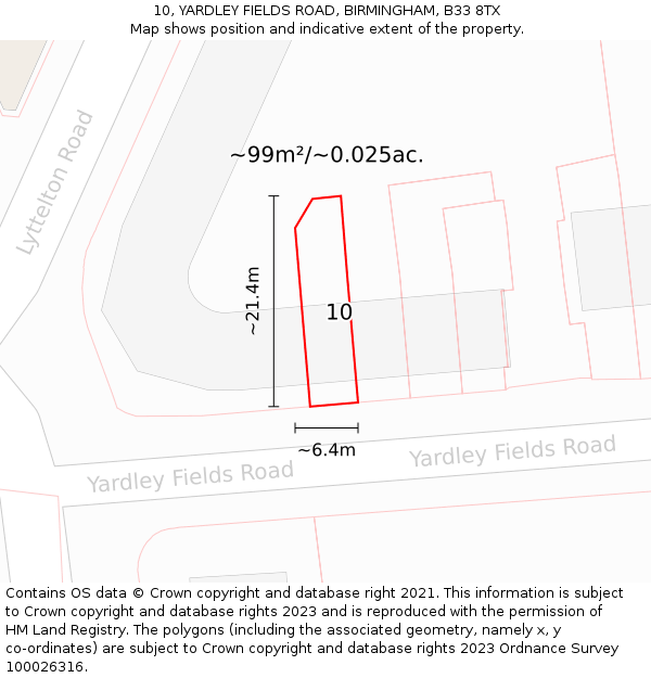 10, YARDLEY FIELDS ROAD, BIRMINGHAM, B33 8TX: Plot and title map