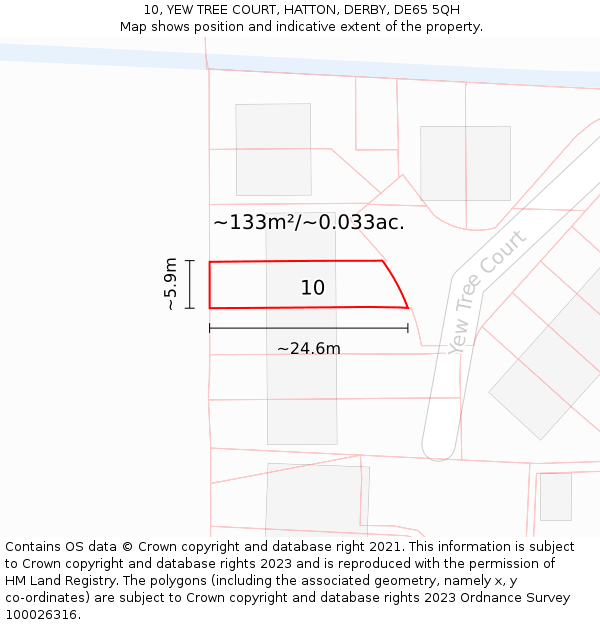 10, YEW TREE COURT, HATTON, DERBY, DE65 5QH: Plot and title map