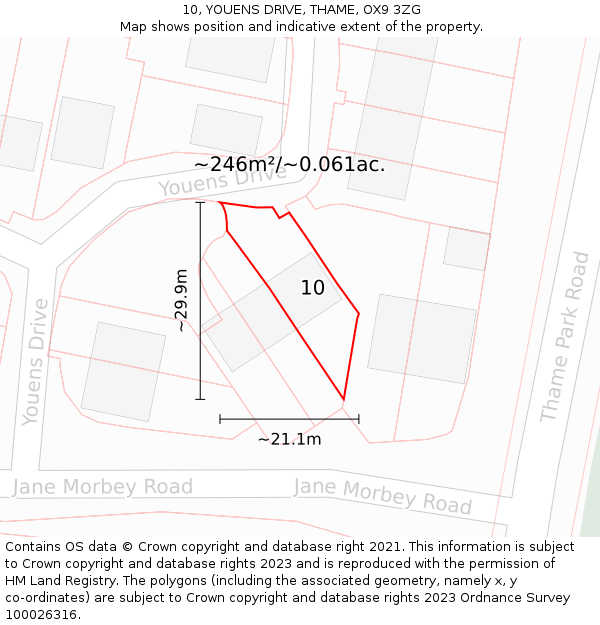 10, YOUENS DRIVE, THAME, OX9 3ZG: Plot and title map