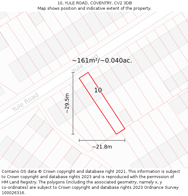 10, YULE ROAD, COVENTRY, CV2 3DB: Plot and title map