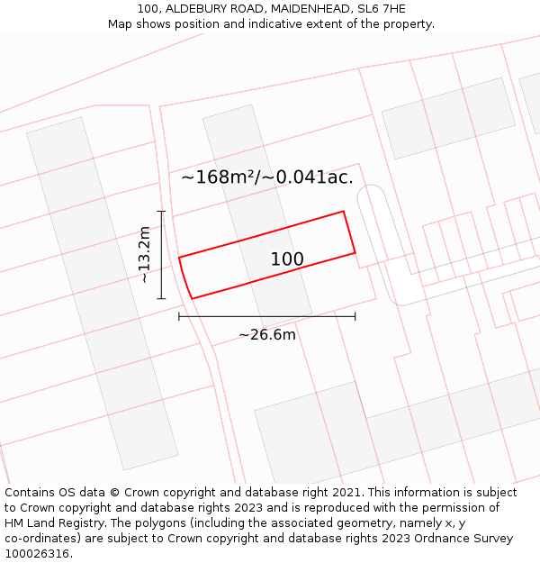 100, ALDEBURY ROAD, MAIDENHEAD, SL6 7HE: Plot and title map