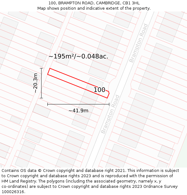 100, BRAMPTON ROAD, CAMBRIDGE, CB1 3HL: Plot and title map