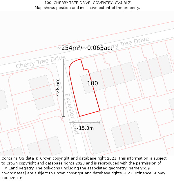 100, CHERRY TREE DRIVE, COVENTRY, CV4 8LZ: Plot and title map