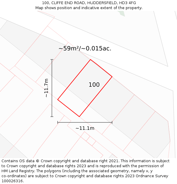 100, CLIFFE END ROAD, HUDDERSFIELD, HD3 4FG: Plot and title map