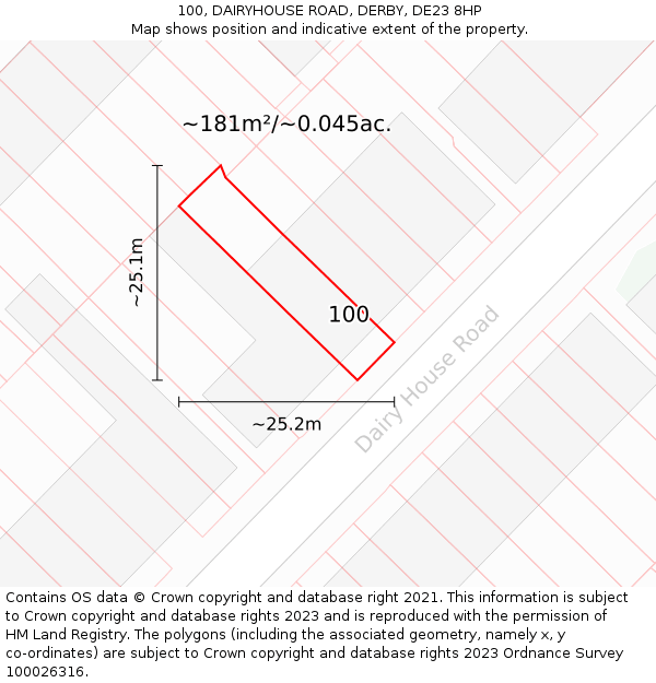 100, DAIRYHOUSE ROAD, DERBY, DE23 8HP: Plot and title map