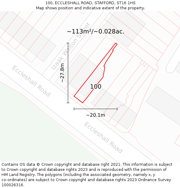 100, ECCLESHALL ROAD, STAFFORD, ST16 1HS: Plot and title map